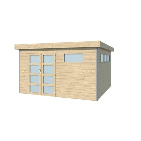 Abri en bois massif 15m2 - 28mm - Alu - Bac acier