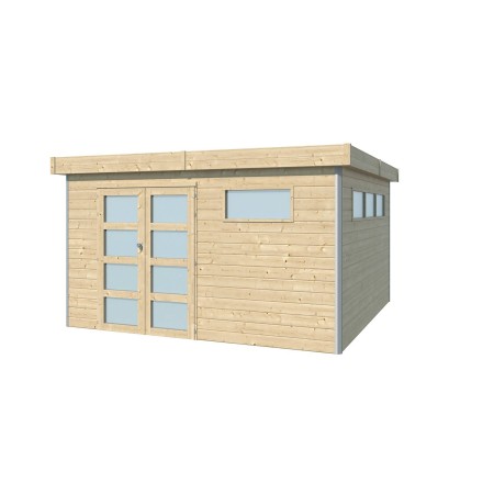 Abri en bois massif 15m2 - 28mm - Alu - Bac acier