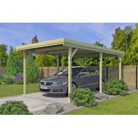Photo du carport Bois 15 m2 – Traitement Autoclave Classe 3 – Toiture Ondulée Fibre de Verre