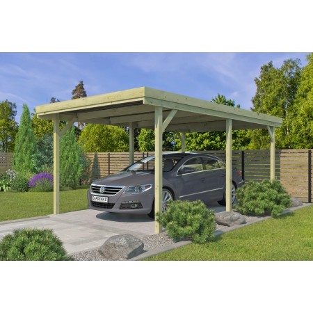 Photo du carport Bois 15 m2 – Traitement Autoclave Classe 3 – Toiture Ondulée Fibre de Verre