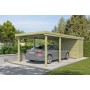 Photo du Carport Bois 22,39 m² BREMEN QB 307x720 cm Q Line – Autoclave – Toiture Fibre de Verre