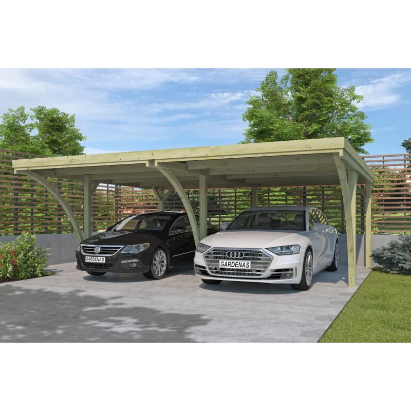 Photo du Carport CAPRI 594X552 Q LINE - Imprégnation Verte - panneaux ondulés en fibre de verre