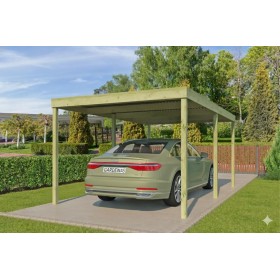 Carport bois BUDGET 302x502 cm traite autoclave classe 3 pour une voiture