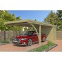 Carport bois 1 voiture 307x720 cm avec abri fermé FIRENZE QB autoclave classe 3 et 4