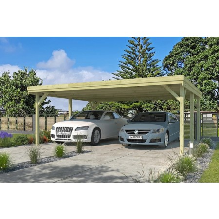 Carport bois double 2 voitures 594x552 cm autoclave classe 3