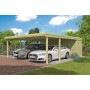 Carport bois double 594x720 cm avec abri fermé 42 m²