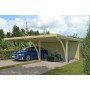 Carport bois double 597x720 cm avec abri fermé 43 m²