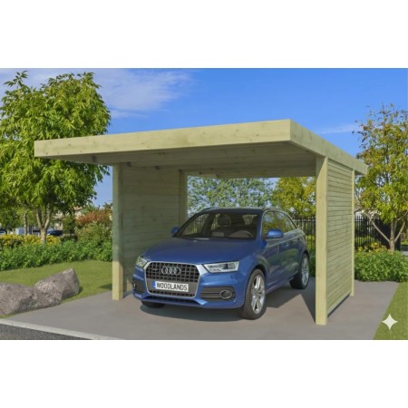Carport bois avec cloisons 307x554 cm autoclave classe 3