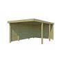 Carport bois vert pour voiture et jardin