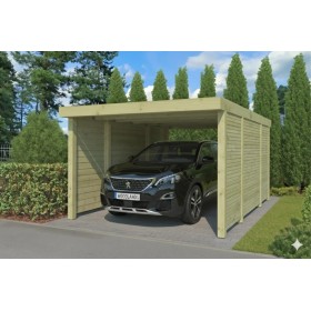 Carport voiture COMBI C Q LINE 307x554 bois massif – vue extérieure
