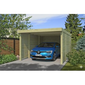 Carport voiture COMBI D Q LINE 307x554 bois massif – vue extérieure