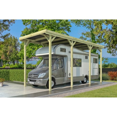 Carport mobil-home Q LINE 307X797 bois massif – vue extérieure