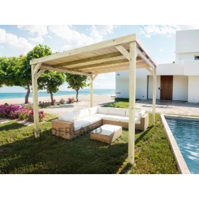 Pergola Dijon 3x3 m bois massif avec toiture couverte