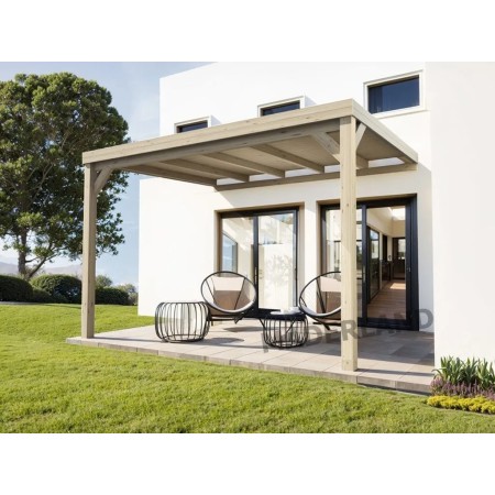 Pergola Reims 3x3 m adossée bois lamellé-collé