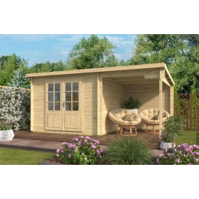 Chalet bois 7,5+5,4m2 Dorothée 300x500cm - 28mm - Sapin imprégné