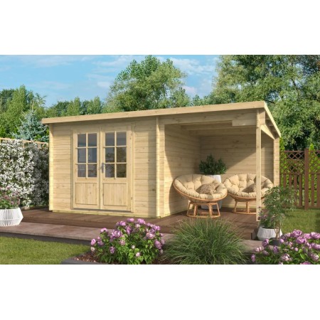 Chalet bois 7,5+5,4m2 Dorothée 300x500cm - 28mm - Sapin imprégné