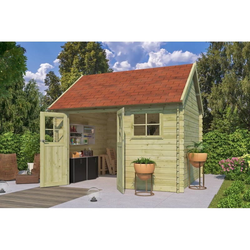 Photo de l'Abri de jardin 10m2 Glasgow L 355x320 - 28mm - Imprégné