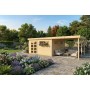 Pool House en bois massif 34m2 Kesako XXL 885x385cm - 28mm - Alu - Bac acier