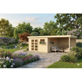 Pool house en bois massif 30m2 Kesako 785x385cm - 28mm - Alu - Bac acier
