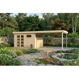 Pool House bois massif 23m2 Kesako 785x295cm - 28mm - Alu - Bac acier