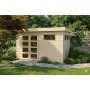 Abri en bois massif 11m2 Kesako 385x295cm - 28mm - Alu - Bac acier