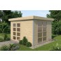 Abri en bois massif 10m2 Mousaka 355x295cm - 28mm - Alu - Bac acier