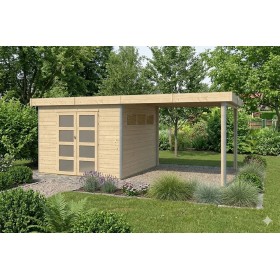 Pool House bois massif 17m2 Kesako 585x295cm - 28mm - Alu - Bac acier