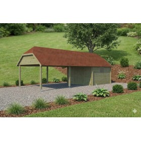 Abri de jardin 33m2 Oxon XXL 940x355 - 28mm - Imprégnation verte - Bardeaux inclus