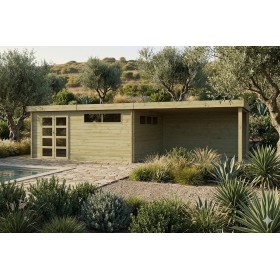 Pool House 35m2 - 905x385cm - 44mm - Imprégnation verte - Toit plat
