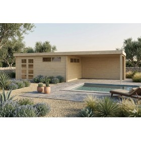 Pool House 35m2 - 905x385cm - 44mm - Bac acier laqué - Toit plat