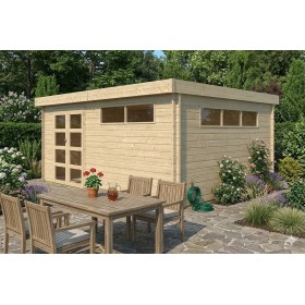 Abri de jardin 20m2 - 505x385cm - 44mm - Bac acier laqué - Toit plat