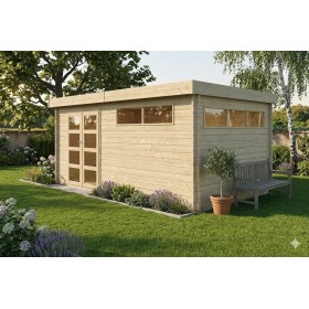 Abri de jardin 15m2 - 505x295cm - 44mm - Bac acier laqué - Toit plat