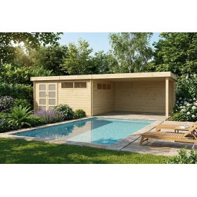 Pool House 30m2 - 815x385cm - 44mm - Imprégnation verte - Toit plat