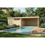 Pool House 30m2 - 815x385cm - 44mm - Imprégnation verte - Toit plat