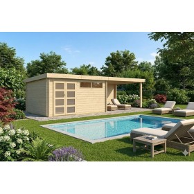 Pool House 30m2 - 815x385cm - 44mm - Bac acier laqué - Toit plat