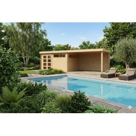 Pool House 24m2 - 815x295cm - 44mm - Imprégnation verte - Toit plat