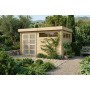 Abri de jardin 12m2 - 415x295cm - 44mm - Imprégnation verte - Toit plat