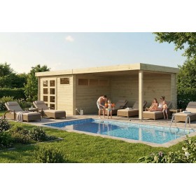 Pool House 22m2 - 755x295cm - 44mm - Bac acier laqué avec feutre anti-condensation