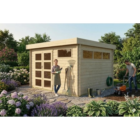 Abri de jardin 10m2 - 355x295cm - 44mm - Bac acier laqué avec feutre anti-condensation