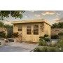 Chalet de jardin en bois d'épicéa 12 m2 avec double porte vitrée