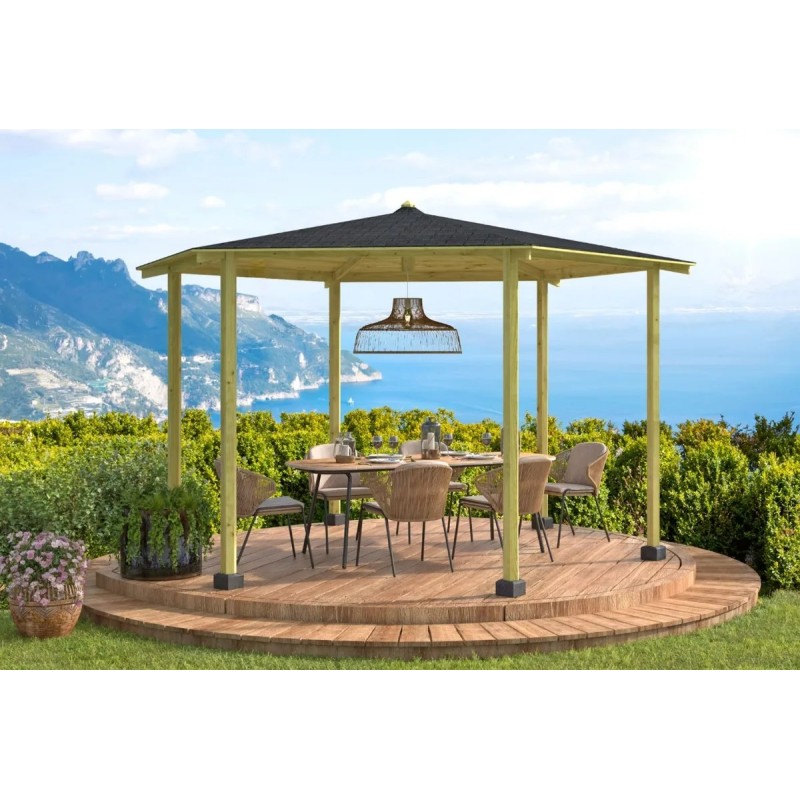 Kiosque de jardin 12m2 GRAND hexagonal  Ø400cm