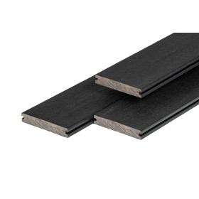 Lame de terrasse composite PuraShield 2,3 x 13,8, système de clipsage, massif, Noir Ébène