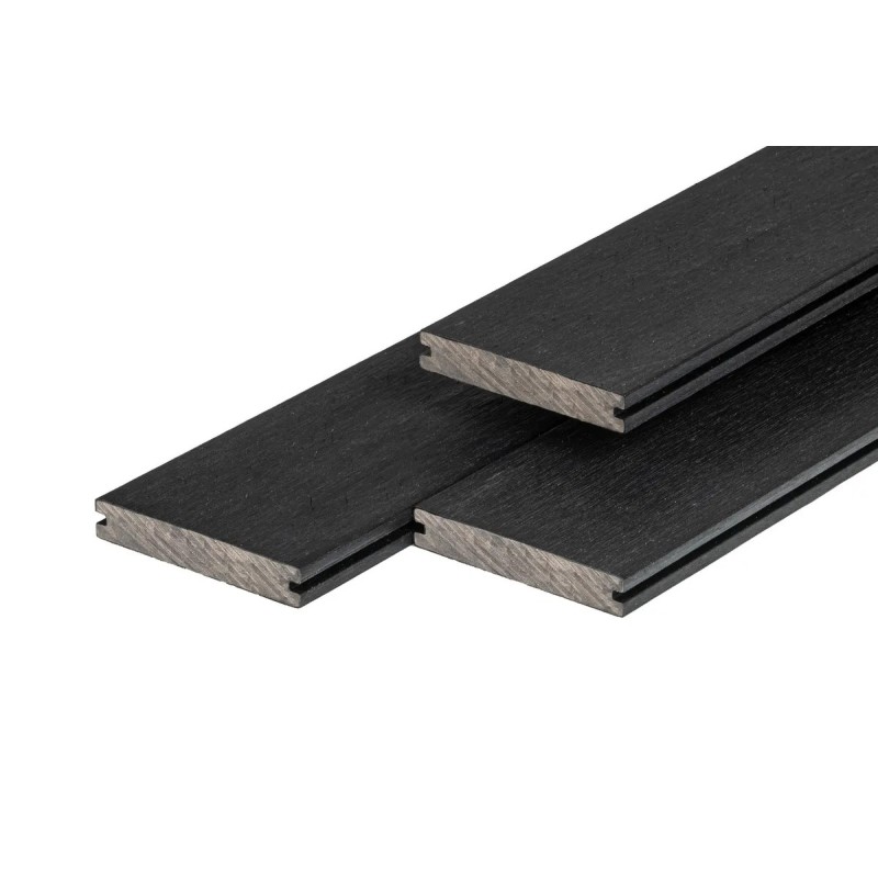 Lame de terrasse composite PuraShield 2,3 x 13,8, système de clipsage, massif, Noir Ébène