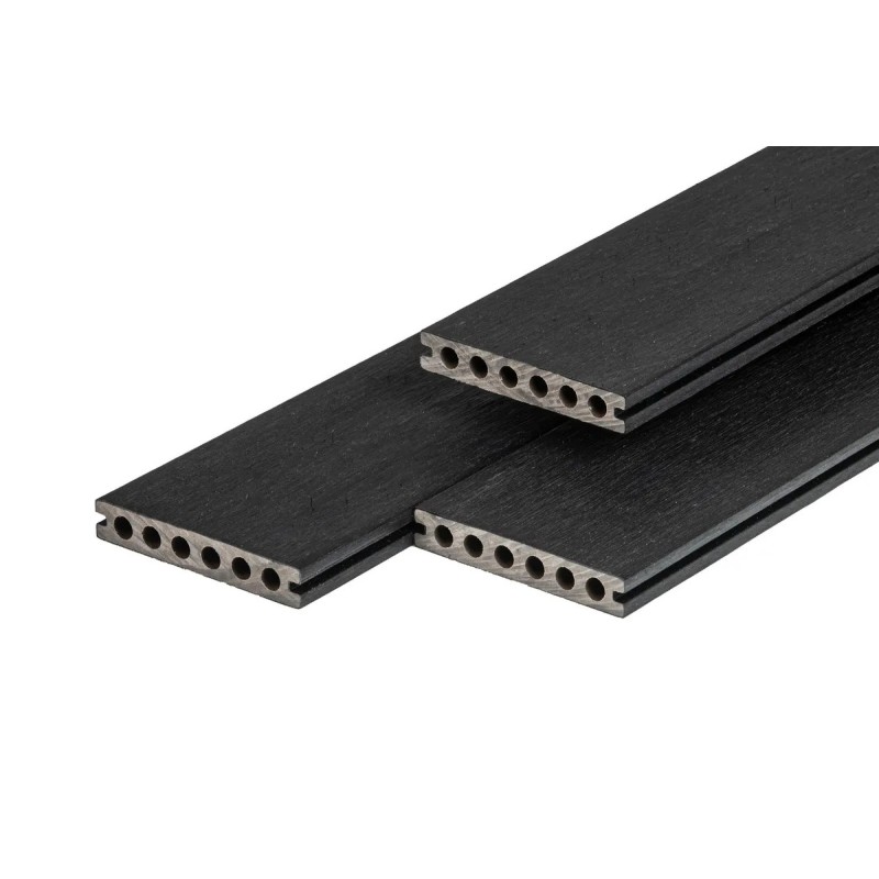 Lame de terrasse composite PuraShield 2,3 x 13,8, système de clipsage, alvéolaire, Noir Ébène
