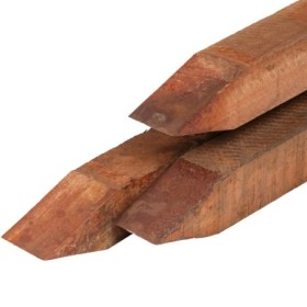 Poteau en bois dur d'Azobé, 7,0 x 7,0 de 75 à 400 cm, scié finement, pointu