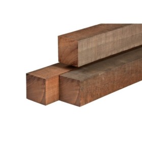 Poteau en bois dur Azobé 10,0 x 10,0 x 200 cm, sciage fin, extrémités plates