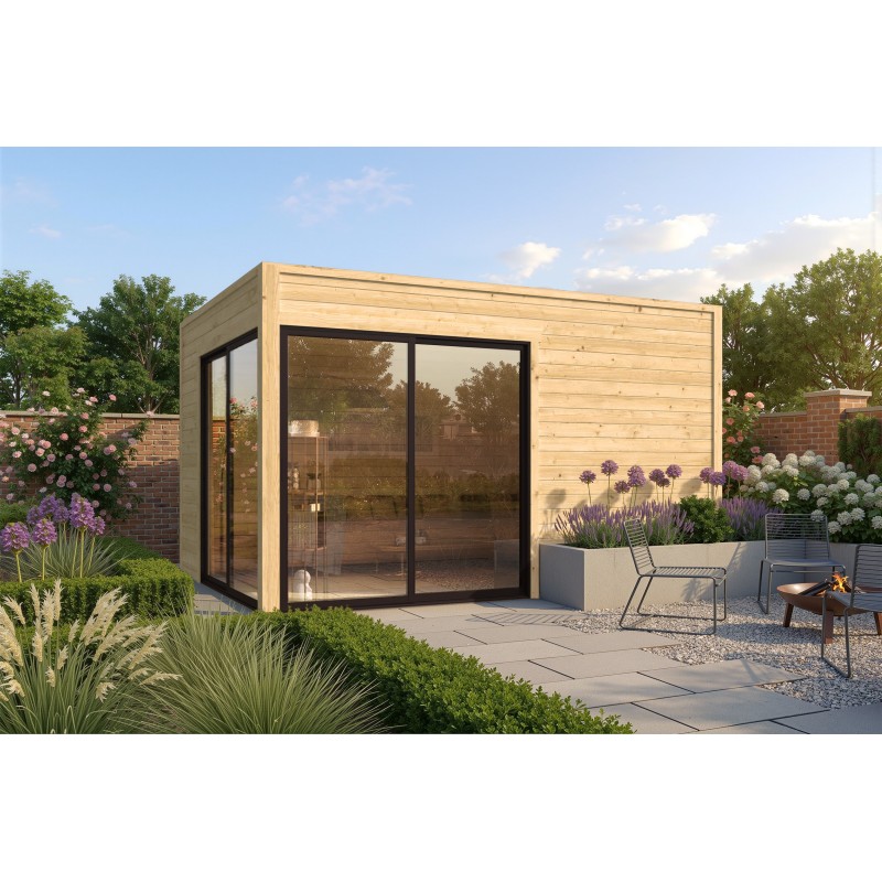 Chalet Rico 12 m² : Un style contemporain à toit plat pour sublimer votre jardin