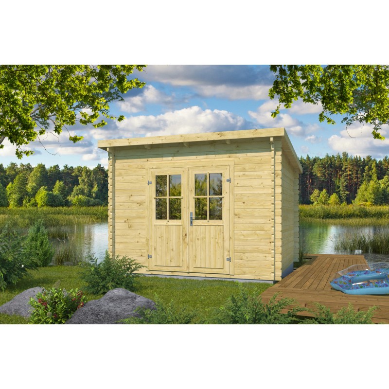 Chalet en bois 8m2 Reus | 34 mm | 300 x 300 cm Toit pl;at