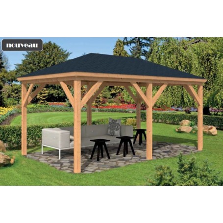 Pavillon / Kiosque de jardin Samos 14m2 bois mélèze douglas TUINDECO