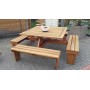Table et bancs de picnic carrée en bois dur 210x210cm